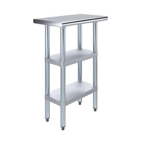 Amgood 14 in. x 24 in. Stainless Steel Table With Two Undershelves AMG WT-1424-2SH